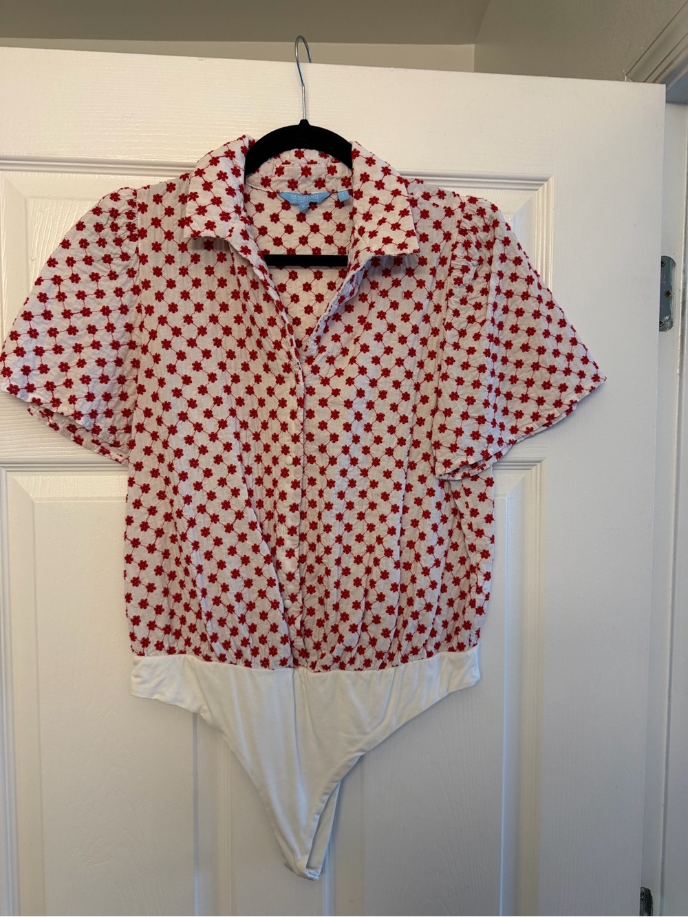 Draper James White and red Button-Down Bodysuit with Star Print